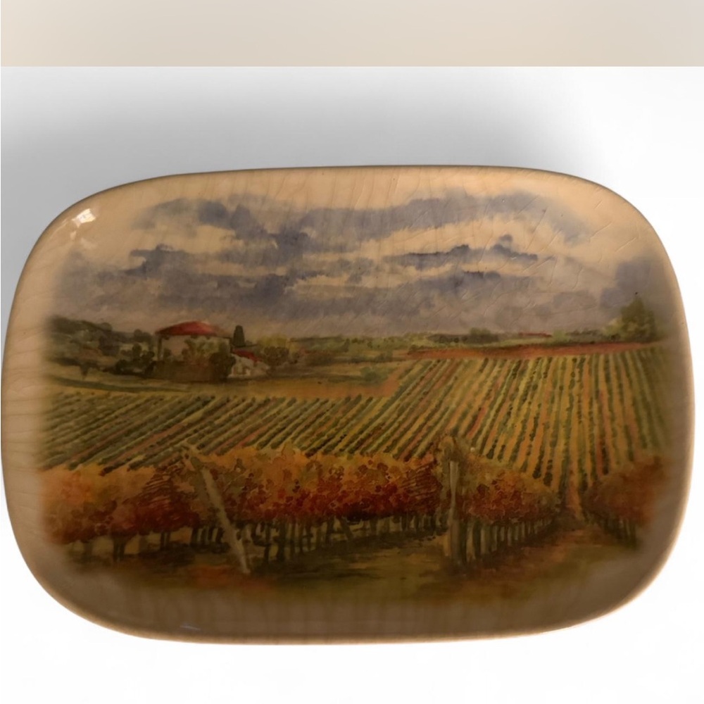 Ceramsia Vineyard Landscape Ceramic Tray - Brown and Green